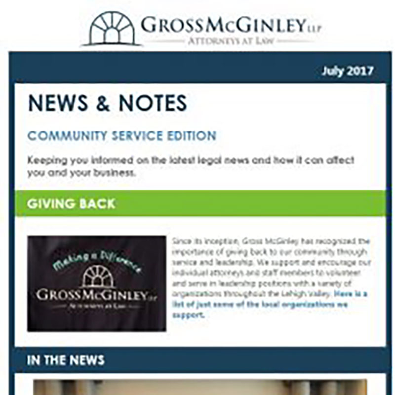 2017 July Newsletter: Giving Back