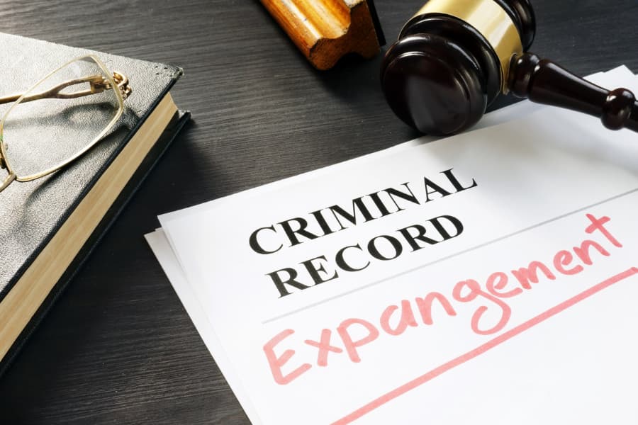 “Expungement” written in red on a criminal record document